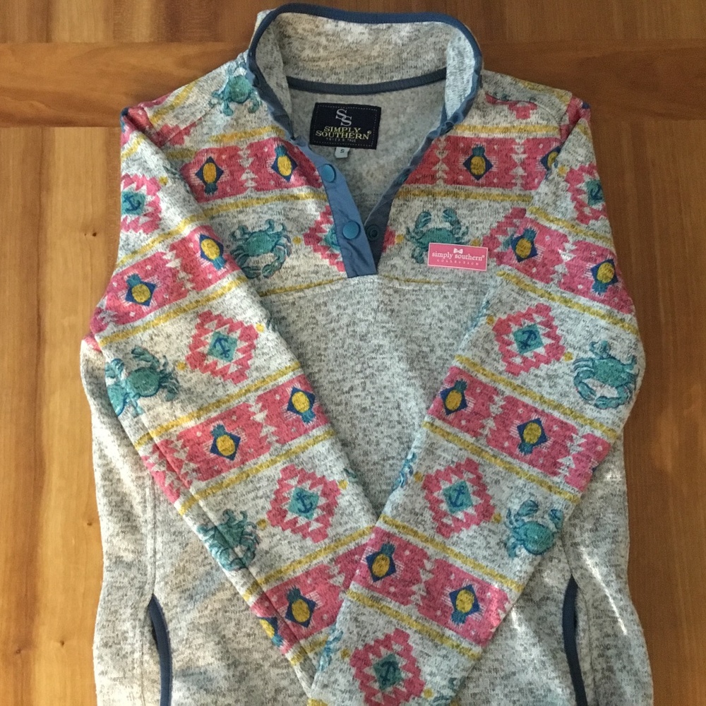 Simply Southern crab knit snap pullover
